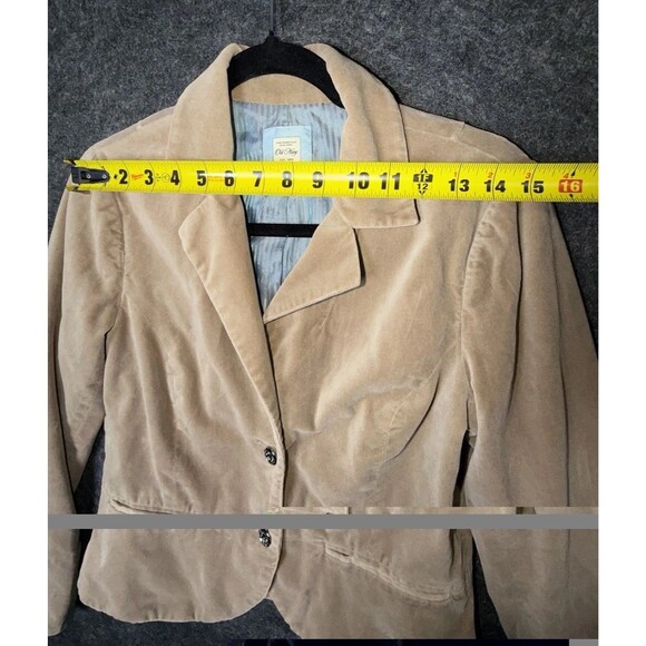 Old Navy Tan Velvet Blazer Jacket Lace Cuff Vintage Victorian Style Women's Sz M - Picture 4 of 12